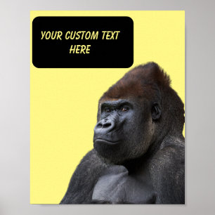 Funny Gorilla custom text and photo poster