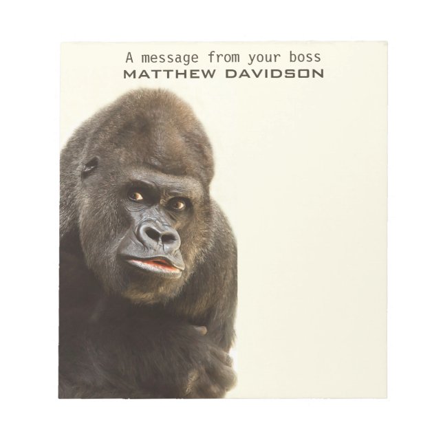 Funny Gorilla custom text notepads (Front)