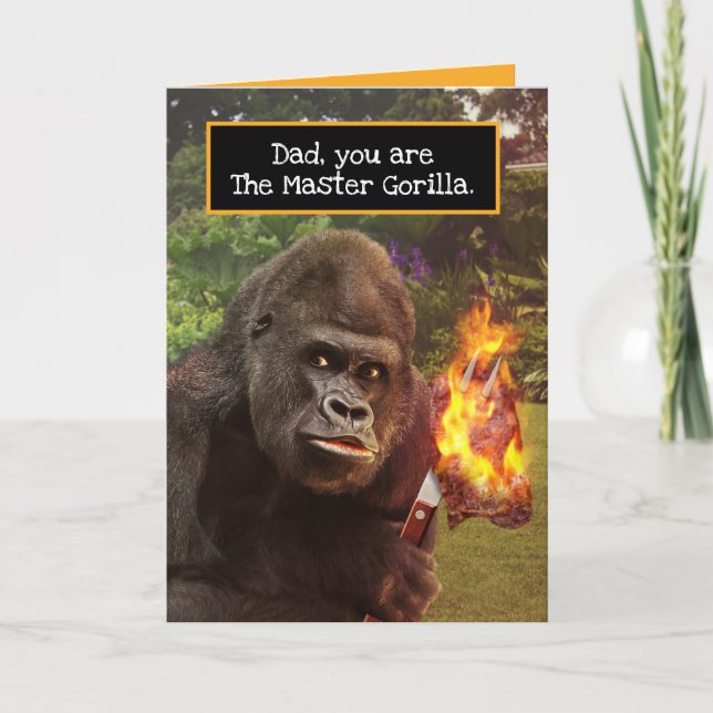 Funny Gorilla Grill Master Father's Day Card (Front)