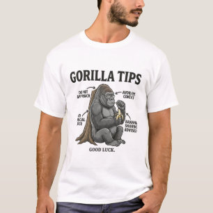 Funny Gorilla Safety Tips Infographic Illustration T-Shirt