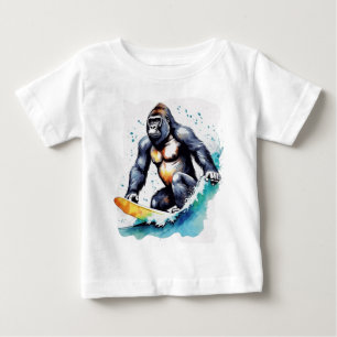 Funny gorilla surfing  baby T-Shirt