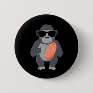 Funny Gorilla Wearing Sungles Playing Disc Golf Mo 6 Cm Round Badge