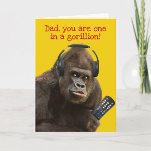Funny Gorilla With Remote And Headset Father's Card