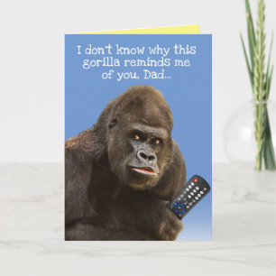 Funny Gorilla With Remote Control Father's Day Card