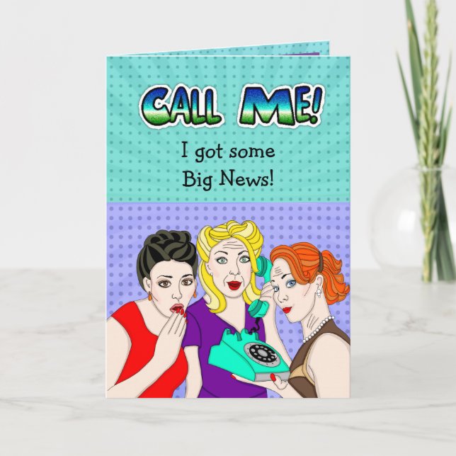 Funny Gossiping Friends, Call Me  Card (Front)
