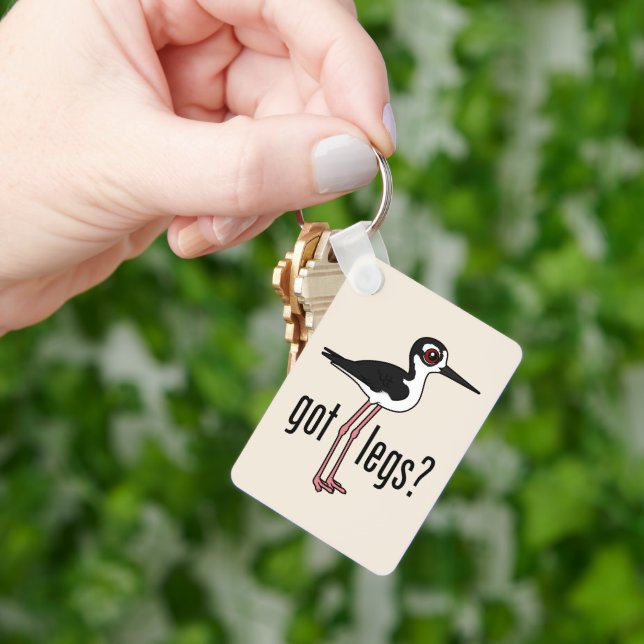 Funny Got Legs? Black-necked Stilt Birdorable Key Ring (Hand)