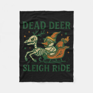 Funny Goth Christmas Pun Y Reindeer Skeleton Xmas Fleece Blanket