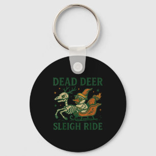 Funny Goth Christmas Pun Y Reindeer Skeleton Xmas Key Ring