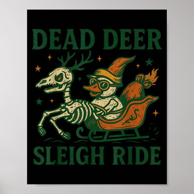 Funny Goth Christmas Pun Y Reindeer Skeleton Xmas  Poster (Front)
