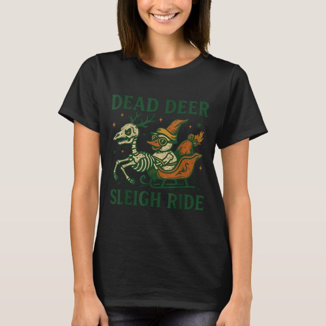 Funny Goth Christmas Pun Y Reindeer Skeleton Xmas  T-Shirt (Front)