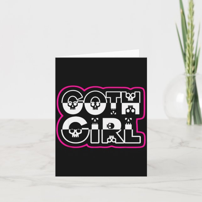 Funny Goth Girl Black And White  Card (Front)