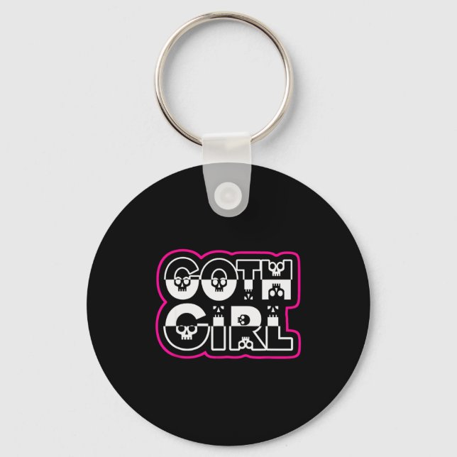 Funny Goth Girl Black And White  Key Ring (Front)