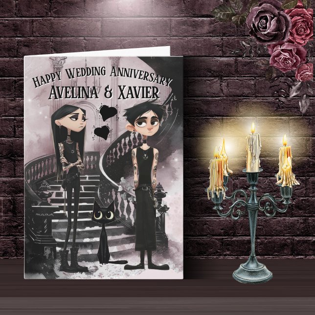 Funny Gothic Couple Wedding Anniversary Card (Creator Uploaded)