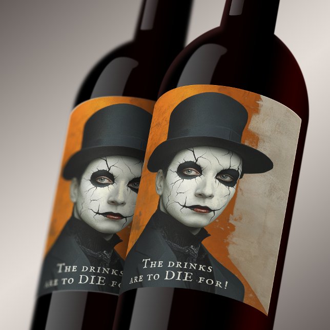 Funny Gothic Halloween Drinks to Die For Wine Label (Creator Uploaded)