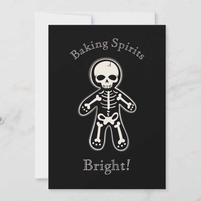 Funny Gothic Skeleton Gingerbread Man Holiday Card (Front)