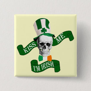 Funny gothic skull Irish St Patrick's day 15 Cm Square Badge