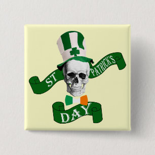 Funny gothic skull Irish  St Patrick's day 15 Cm Square Badge