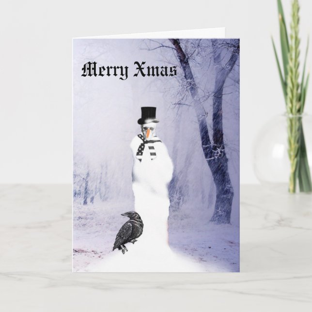 Funny Gothic Snowman Christmas Holiday Card (Front)