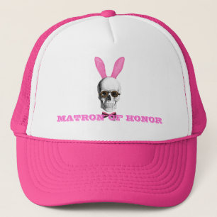 Funny gothic steampunk bunny bachelorette trucker hat