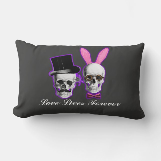 Funny gothic steampunk couple lumbar cushion (Front)