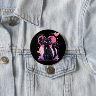 Funny Gothic Valentine Cat Button