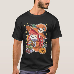 Funny Gothic Yarn Witch Knitting Needles Spooky Cr T-Shirt