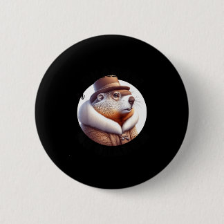 Funny Goundhog Graphic  6 Cm Round Badge
