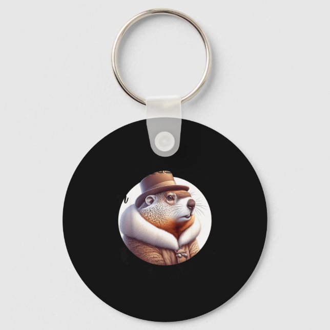 Funny Goundhog Graphic  Key Ring (Front)