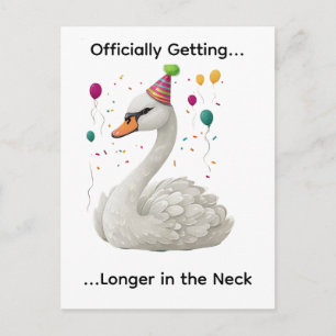 Funny Graceful Swan Birthday Graphic Design Postcard