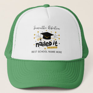 Funny Grad 2023 Nailed It Personalised Graduation Trucker Hat
