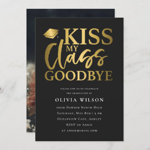 Funny Graduate Typography Graduation Party Photo Invitation