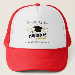 Funny Graduation 2023 Nailed It Personalised Grad Trucker Hat