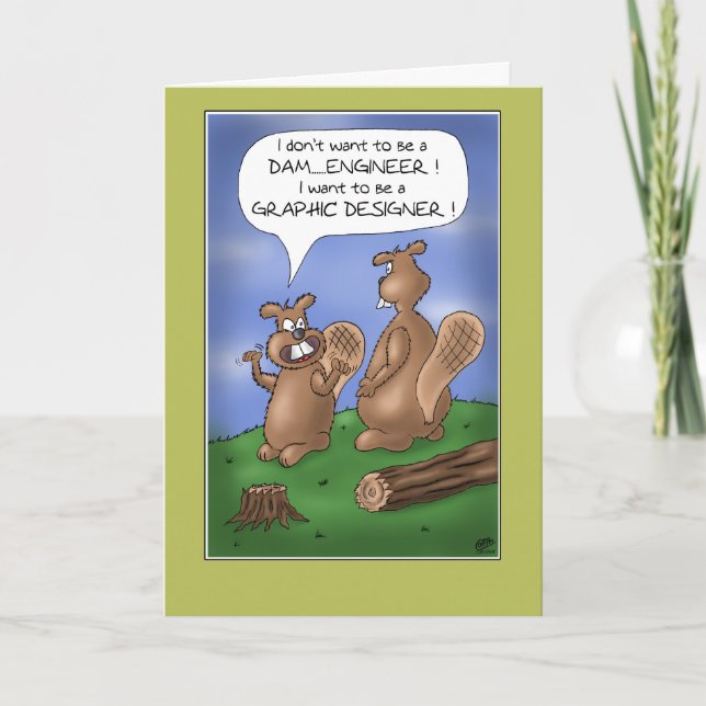 Funny Graduation Cards: Beaver Teen Trouble Card (Front)