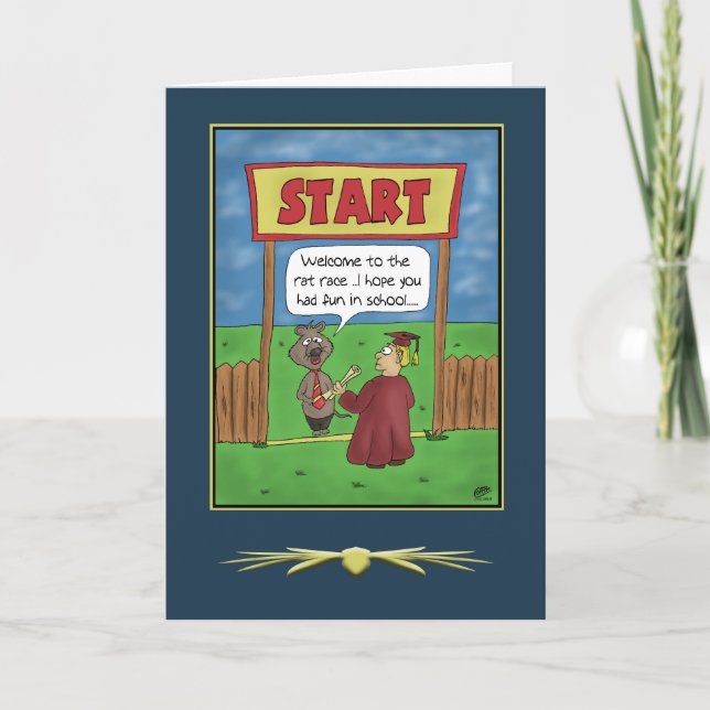 Funny Graduation Cards: The Rat Race Card (Front)
