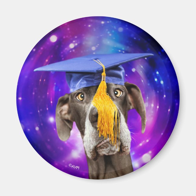 Funny Graduation Dog Wearing Hat Magnet (Front)