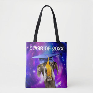 Funny Graduation Dog Wearing Hat Tote Bag