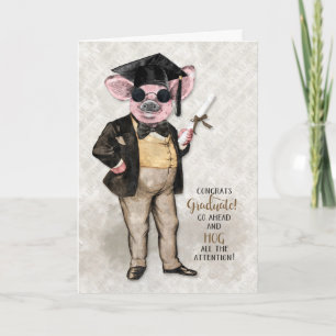 Funny Graduation Hipster Hog All the Attention Card