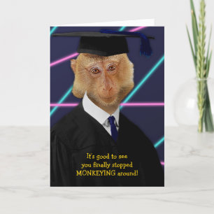 Funny Graduation Monkey Macaque Congratulations Card