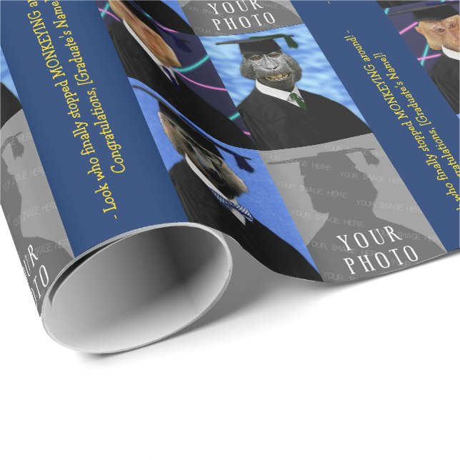 Funny Graduation Monkeys Custom Congratulations Wrapping Paper (Roll Corner)