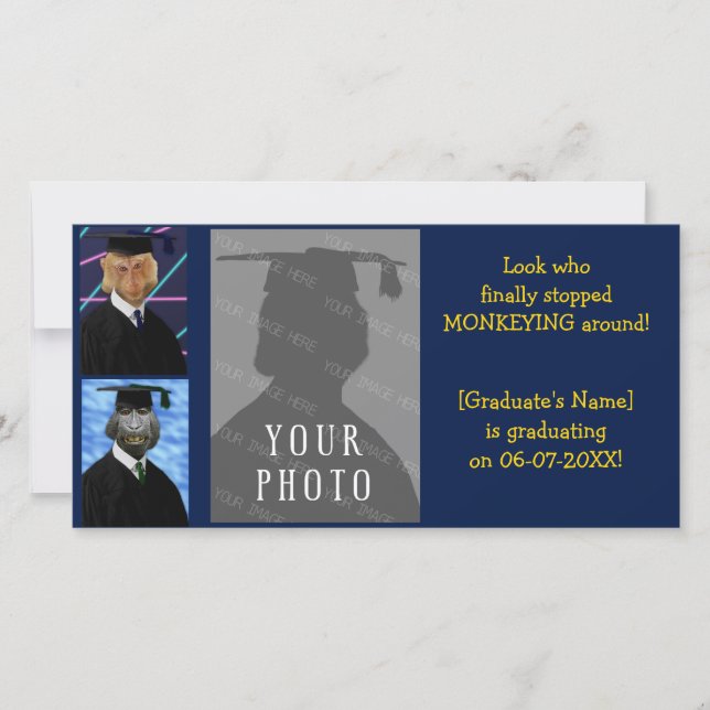 Funny Graduation Monkeys Personalised Grad Photo Announcement (Front)