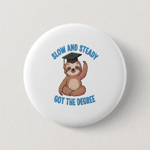 Funny Graduation Sloth 6 Cm Round Badge