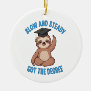 Funny Graduation Sloth Ceramic Ornament