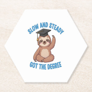 Funny Graduation Sloth Paper Coaster