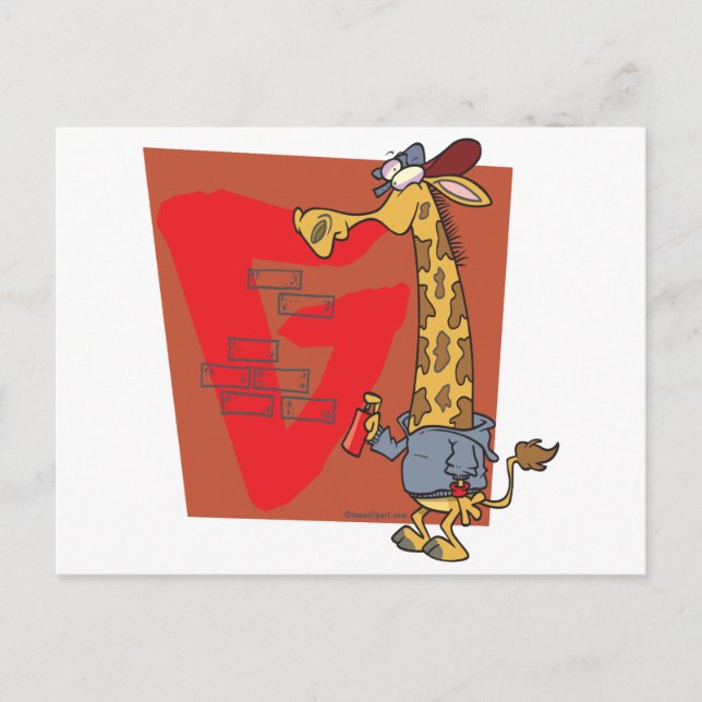funny graffiti giraffe cartoon postcard (Front)