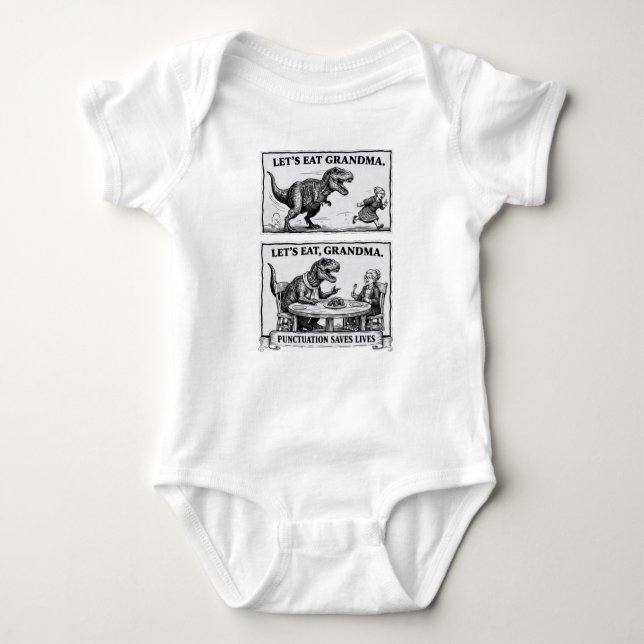 Funny Grammar Baby Singlet – “Let’s Eat, Grandma" (Front)