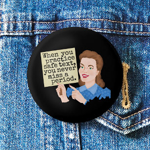 Funny Grammar Humour   Practice Safe Text Retro 6 Cm Round Badge