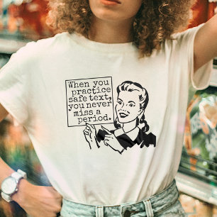Funny Grammar Nerd   Retro Practice Safe Text T-Shirt