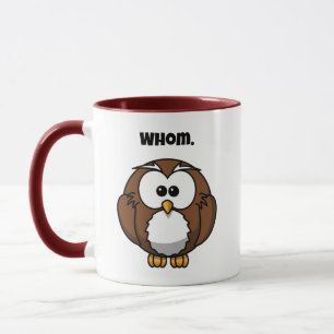 Funny Grammar Owl Cartoon for Writers & Word Nerds Mug