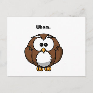 Funny Grammar Owl Cartoon for Writers & Word Nerds Postcard