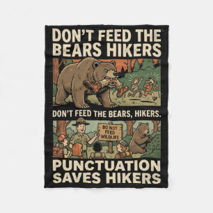 Funny Grammar Punctuation Saves Hikers English Tea Fleece Blanket